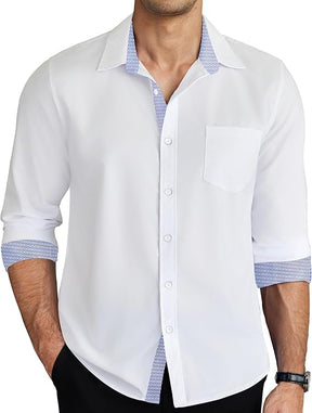 COOFANDY Mens Dress Shirts Long Sleeve Button Down Shirts Untucked Wrinkle-Free Business Casual Shirts