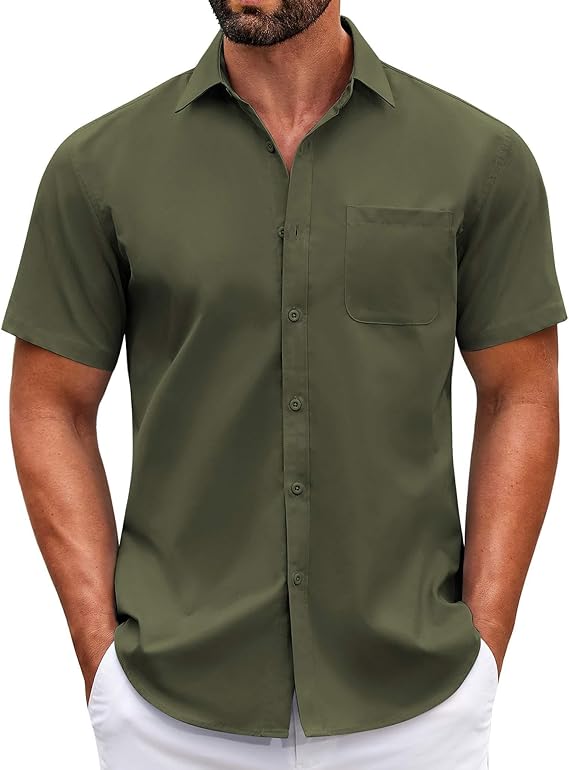 COOFANDY Short Sleeve Button Down Shirts Untucked Dress Shirts