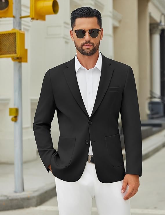 COOFANDY Men's Casual Blazer Jacket Slim Fit Two Button Suit Jackets Lightweight Knit Sport Coat