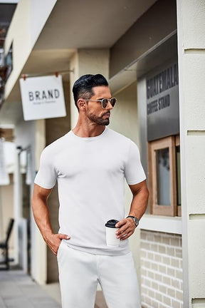 COOFANDY Mens Knit T-Shirts Casual Crewneck Short Sleeve Shirts Summer Tops Basic Pullover Tees