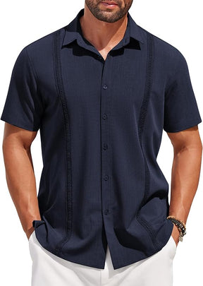 COOFANDY Men's Saint Patrick's Day Parade Green Cuban Guayabera Shirt