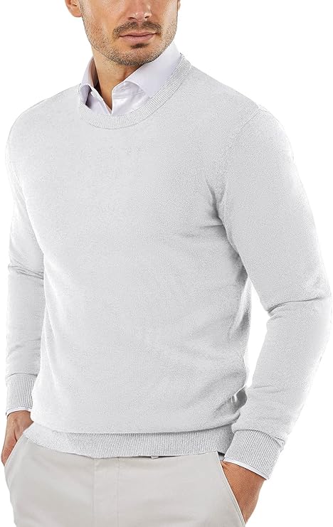 COOFANDY Men's Crew Neck Sweater Slim Fit Lightweight Sweatshirts Knitted Pullover for Casual Or Dressy Wear