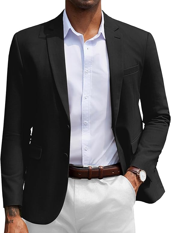 COOFANDY Men's Herringbone Blazer Slim Fit Cotton Sport Coats Two Buttons Casual Suit Jacket