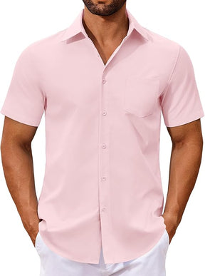 COOFANDY Men's Button Down Shirts Short Sleeve Casual Dress Shirts Untucked Summer Shirt with Pocket