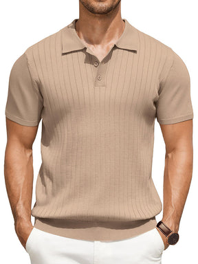 COOFANDY Men's Knit Polo Shirts Short Sleeve Ribbed Knitted Shirt Summer Lightweight Casual Golf Shirts