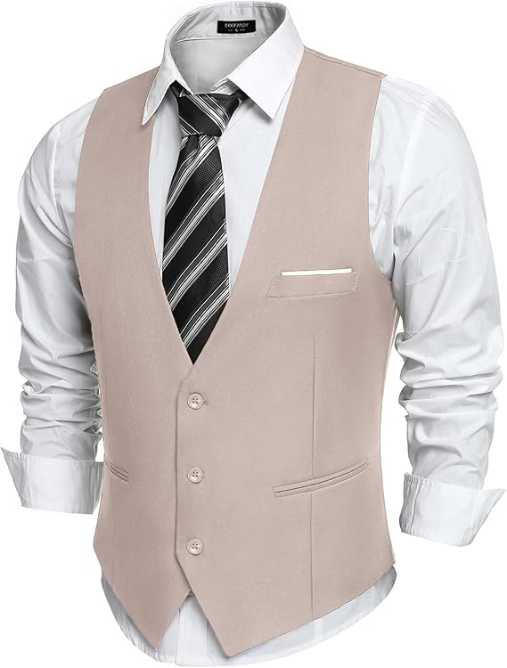 COOFANDY Men's Suit Vest Slim Fit Formal Dress Waistcoat Casual Business Vests for Suit or Tuxedo