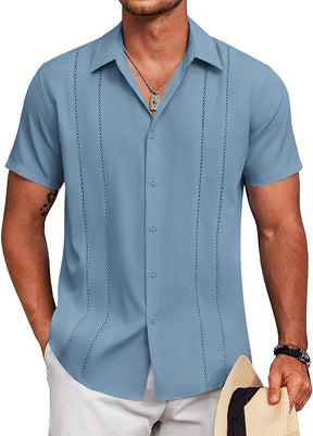COOFANDY Cuban Guayabera Shirt Short Sleeve Button Down Shirts