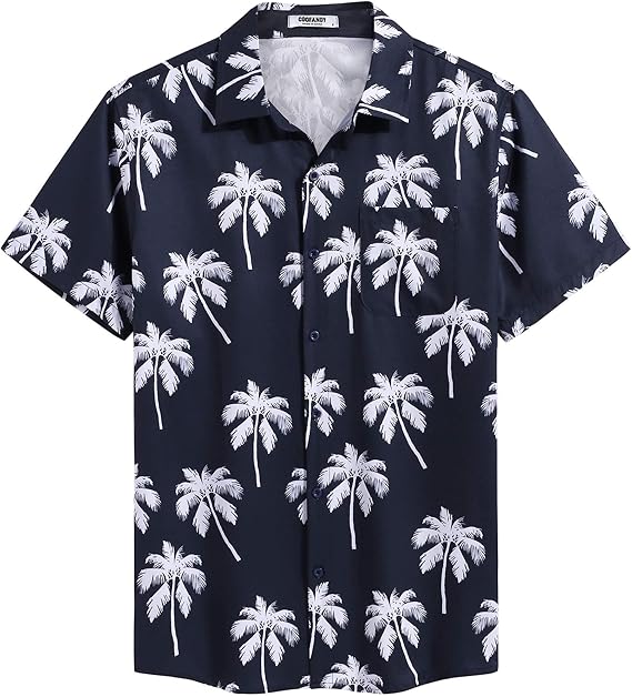 COOFANDY Men's Hawaiian Shirt Short Sleeve Casual Button Down Tropical Summer Beach Aloha Shirts