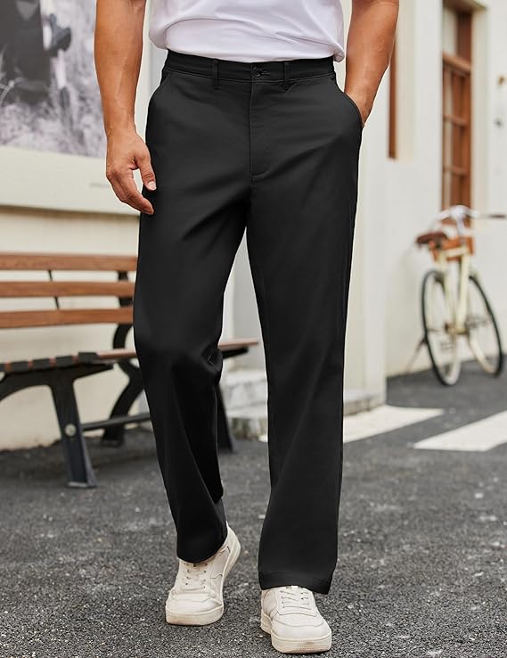 COOFANDY Mens Casual Pants Cotton Classic Fit Stretch Chino Pant Khaki Lightweight Work Dress Slacks