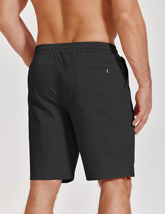 COOFANDY Mens Casual Shorts Cotton Drawstring Elastic Waist Stretch Chino Golf Shorts Summer Beach Shorts