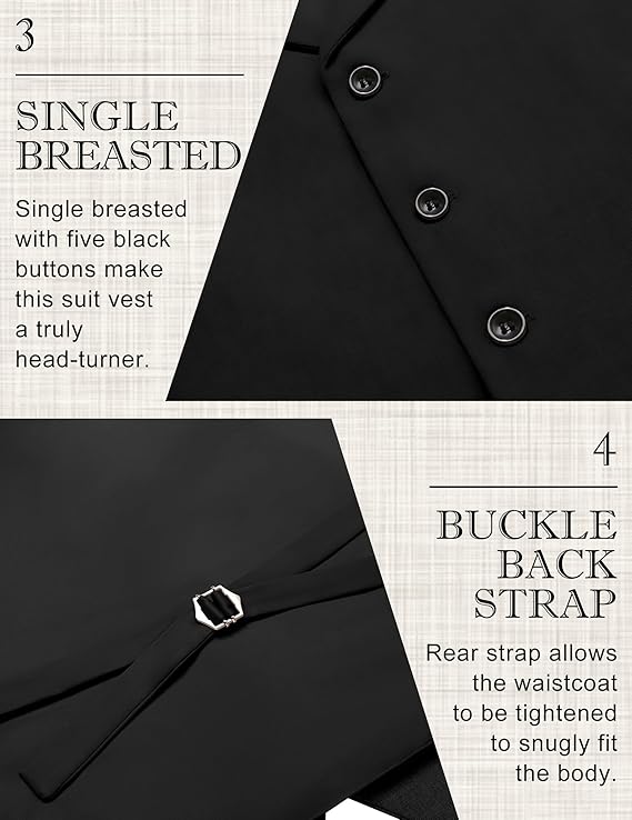 COOFANDY Men's Suit Vests Slim Fit Waistcoat Notch Lapel Casual Formal Vest