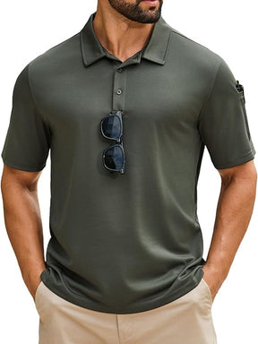 COOFANDY Men's Polo Shirts Short Sleeve Quick Dry Performance Golf Polos Tactical Work Shirts with Pen Pocket