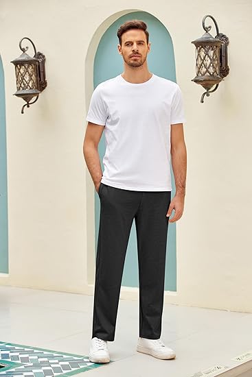 COOFANDY Men's Yoga Pants Casual Elastic Waist Drawstring Jogger Sweatpants Open Bottom Lounge Pants