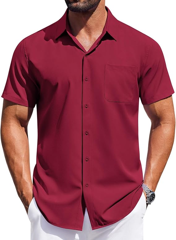 COOFANDY Mens Short Sleeve Dress Shirts Button Down Shirts Regular Fit Business Casual Shirt with Pocket