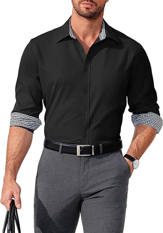 COOFANDY Men's Business Dress Shirt Long Sleeve Slim Fit Casual Button Down Shirt