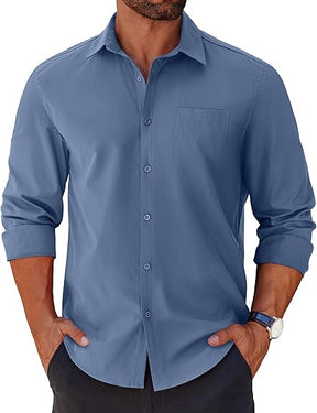 COOFANDY Mens Long Sleeve Button Down Shirts Casual Untucked Shirts for Men Dress Shirts Beach Wedding Shirts