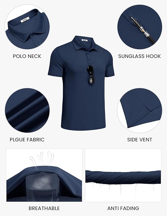 COOFANDY Men's Polo Shirts Short Sleeve Pique Jersey Golf Shirt Casual Summer Collared T-Shirts