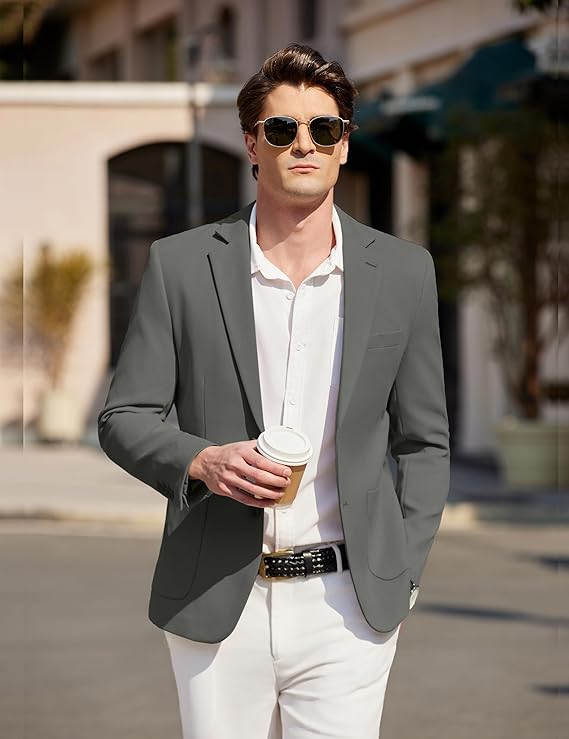 COOFANDY Mens Casual Sport Coat Blazer Two Buttons Knit Lightweight Suit Jackets