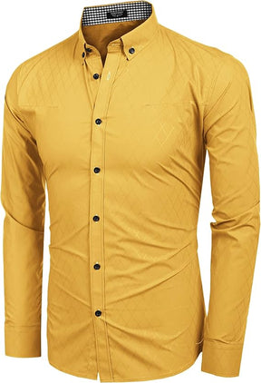 COOFANDY Men's Long Sleeve Wrinkle Free Dress Shirts Inner Contrast Business Casual Button Down Shirt