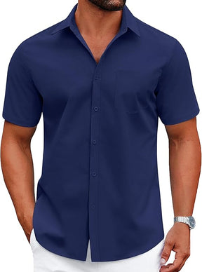 COOFANDY Mens Dress Shirts Short Sleeve Business Casual Shirts Regular Fit Casual Button Down Untucked Shirts