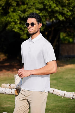 COOFANDY Men's Polo Shirts Short Sleeve Quick Dry Performance Golf Polos Tactical Work Shirts with Pen Pocket