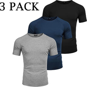 COOFANDY Men's 3 Pack Workout T Shirts Short Sleeve Gym Bodybuilding Muscle Shirt Base Layer Fitness Tee Tops
