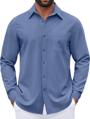 COOFANDY Men's Long Sleeve Button Down Denim Dress Shirt