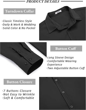 COOFANDY Men's Long Sleeve Button Down Shirts Casual Untucked Dress Shirt Beach Wedding Shirts