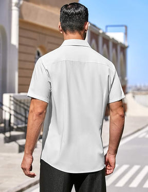 COOFANDY Men's Dress Shirts Short Sleeve Wrinkle Free Business Textured Shirt Casual Button Down Shirts