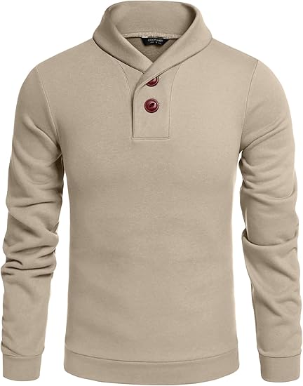 COOFANDY Men's Fashion Shawl Collar Pullover Casual Long Sleeve Knitted Sweater Sweatshirts