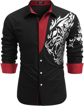 COOFANDY Men's Print Button Down Dress Shirt Fashion Long Sleeve Casual Shirts S-XXXL