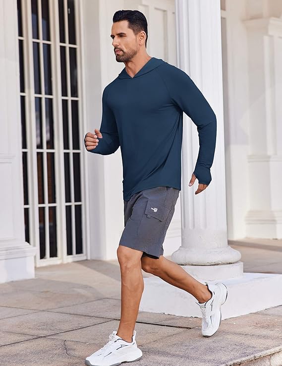 COOFANDY Mens UPF 50+ Hoodie Shirts Long Sleeve Rash Guard Sun Protection Fishing Shirts Lightweight Quick Dry Hoodies