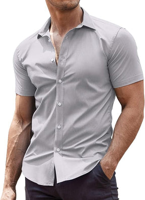 COOFANDY Men's Muscle Fit Dress Shirts Wrinkle-Free Short Sleeve