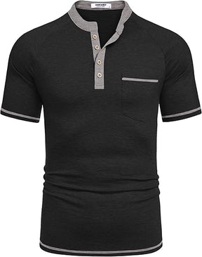 COOFANDY Mens Henley Shirts Short Sleeve Casual Button T-Shirts Basic Tee Shirts Summer Vintage T Shirts with Pocket