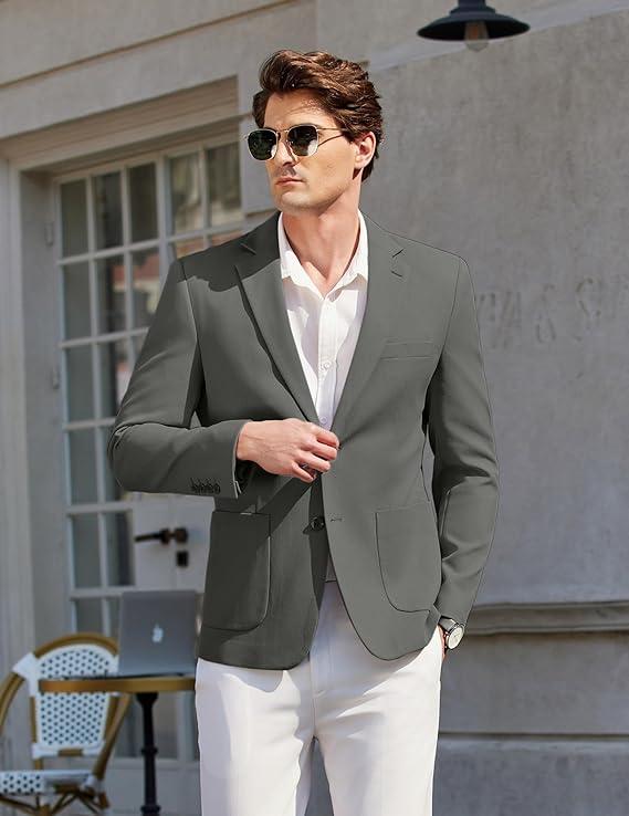 COOFANDY Mens Casual Sport Coat Blazer Two Buttons Knit Lightweight Suit Jackets