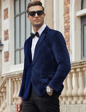 COOFANDY Men's Velvet Blazer Notched Lapel Velour Suit Jacket One Button Tuxedo Jackets for Wedding Prom Party Dinner