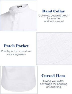 COOFANDY Men's Long Sleeve Cotton Linen Shirt Beach Button Down Shirts Casual Button Up Shirt Summer Yoga Tops with Pocket