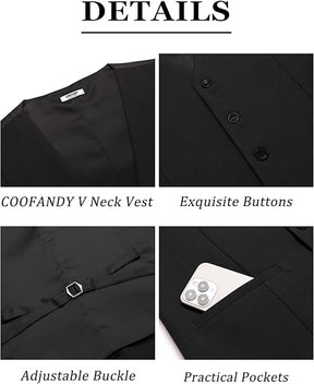 COOFANDY Men's Business Suit Vests Slim Fit Formal Dress Waistcoat Groomsman Vest For Wedding