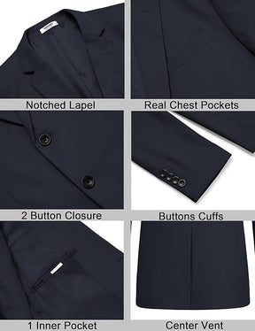 COOFANDY Men's Casual Regular Fit Blazer Jacket Two Button Suit Jackets Lightweight Sport Coat Navy Blue 38