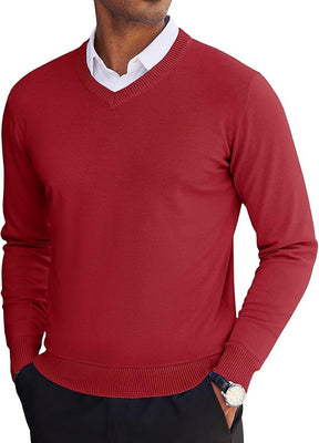 COOFANDY Men's V Neck Sweater Lightweight Knitted Pullover Sweaters
