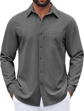COOFANDY Men's Long Sleeve Button Down Denim Dress Shirt