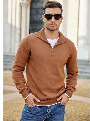 COOFANDY Men's Quarter Zip Up Pullover Slim Fit Lightweight Mock Neck Long Sleeve Sweaters