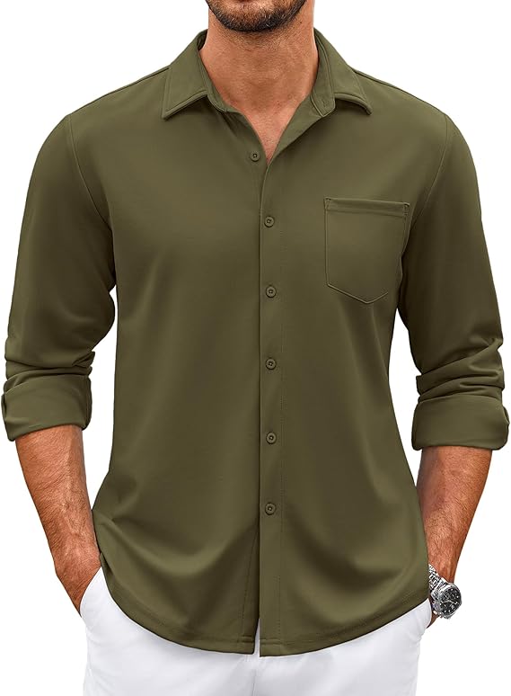 COOFANDY Mens Wrinkle Free Dress Shirts Long Sleeve Untucked Shirts Casual Button Down Shirts