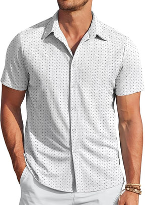 COOFANDY Men's Saint Patrick's Day Green Wrinkle Free Short Sleeve Button Down Summer Stretch Dress Shirt