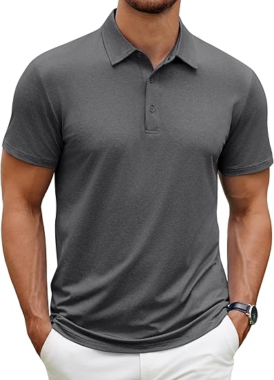 COOFANDY Men's Polo Shirt Golf Quick Dry Performance Short Sleeve Moisture Wicking Athletic Polo Collared Tennis T-Shirt