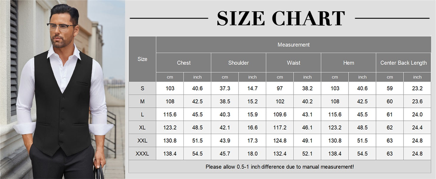 COOFANDY Men's Business Suit Vests Slim Fit Formal Dress Waistcoat Groomsman Vest For Wedding