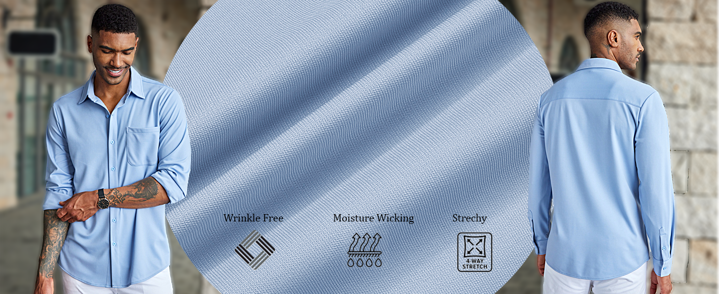 COOFANDY Men's Wrinkle Free Shirts Casual Long Sleeve Button Down Dress Shirts
