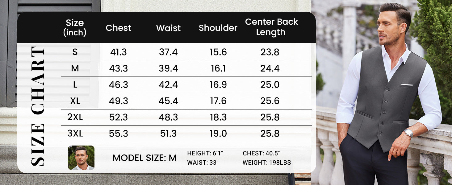 COOFANDY Men's Suit Vest Slim Fit Business Formal Waistcoat Casual Dress Vest