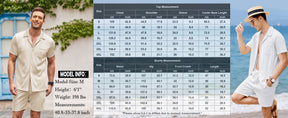 COOFANDY Men's 2 Pieces Shirt Sets Short Sleeve Casual Button Down Hippie T-Shirts Shorts Sets Summer Fashion Beach Outfits
