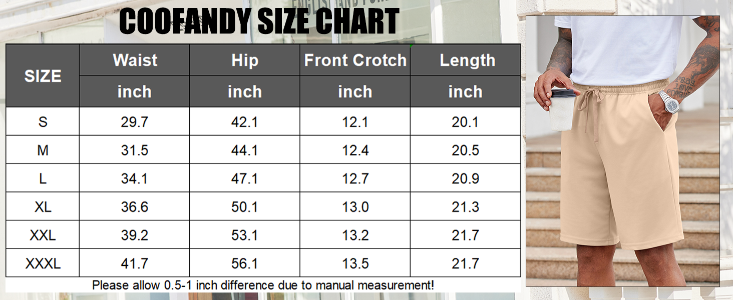 COOFANDY Mens Casual Shorts 9 inch Inseam Stretch Beach Shorts Elastic Waist Drawstring Summer Shorts